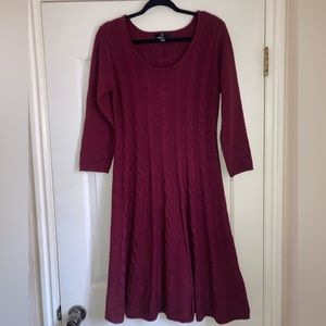 Ronni Nicole Midi Cable Knit Sweater Dress Maroon/Red Medium